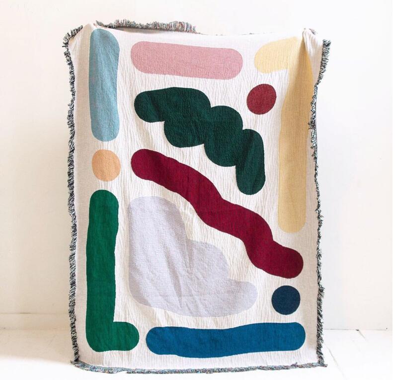 Outdoor Camping Rugs - خطوط ملونة القطن السفر التخييم بطانية